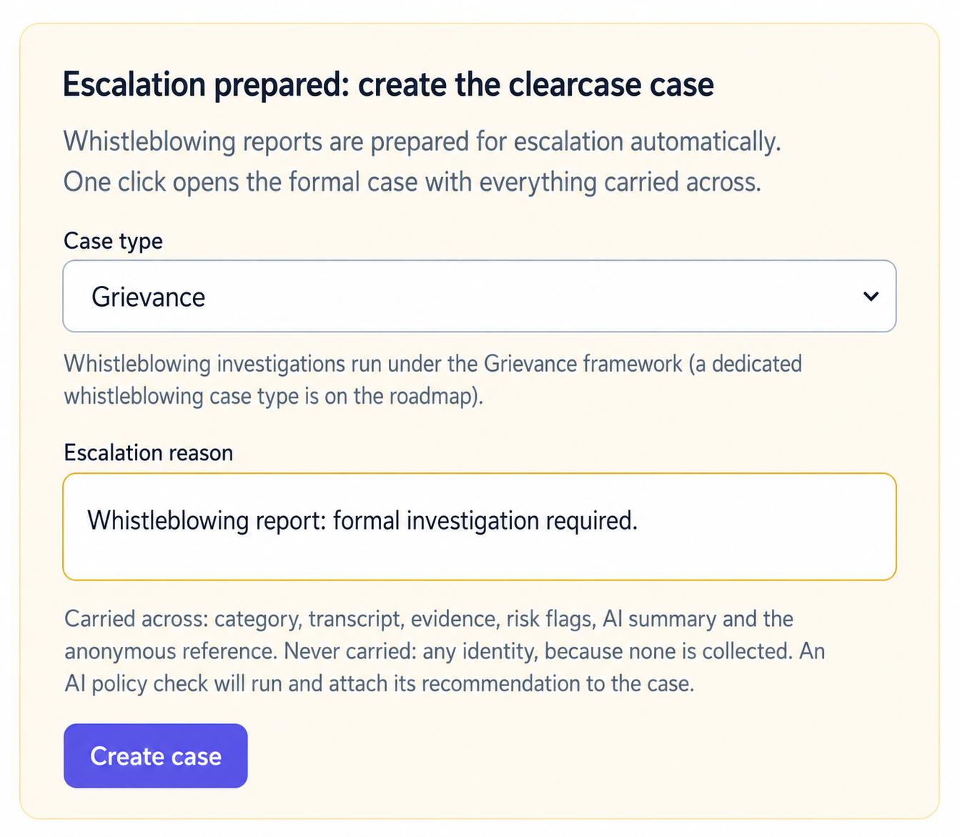 Escalating a concern from clearVoice into a clearCase case